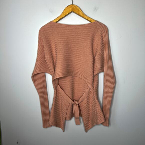 Vince Wool Cashmere Open Tie Back Ribbed Bateau Sweater Size Small Soft Classic - Picture 3 of 9